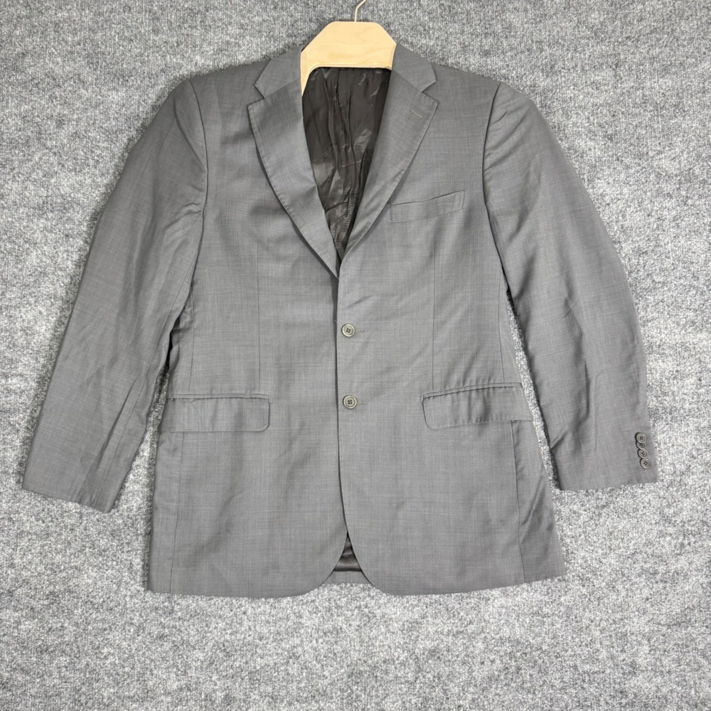 Saks Fifth Avenue Blazer Tailored Fit Mens 42L Grey 100% Wool Made in Italy GUC